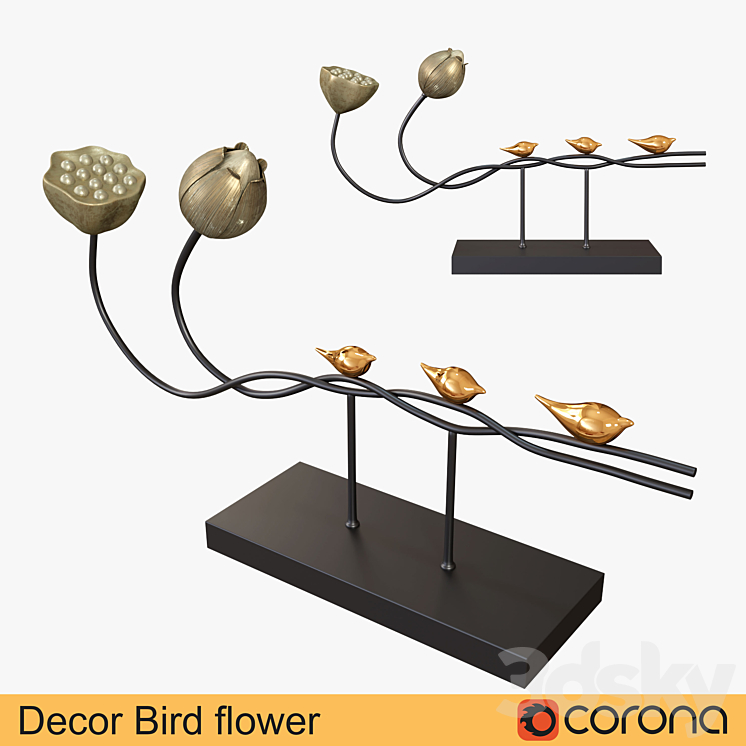 Decor bird flower 3DS Max - thumbnail 1