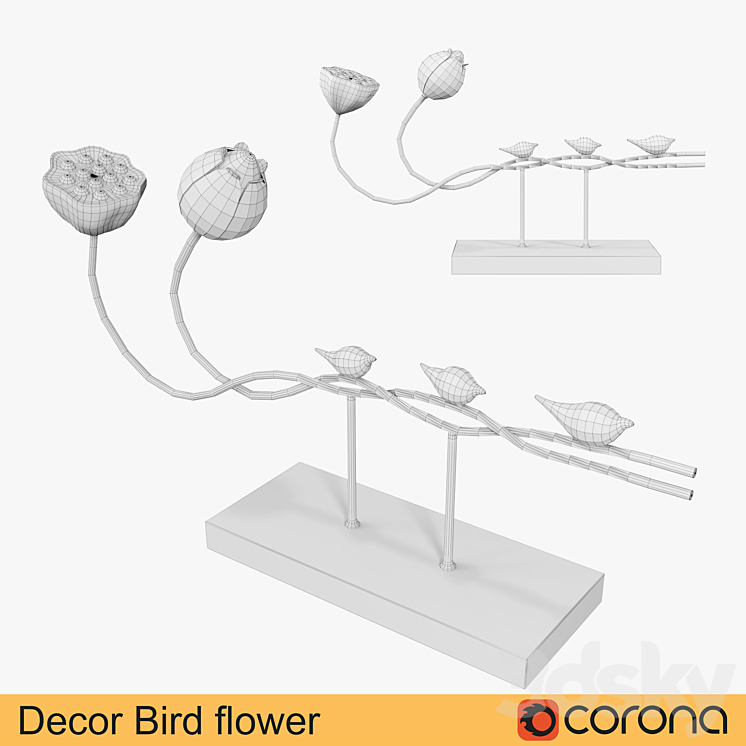 Decor bird flower 3DS Max - thumbnail 2