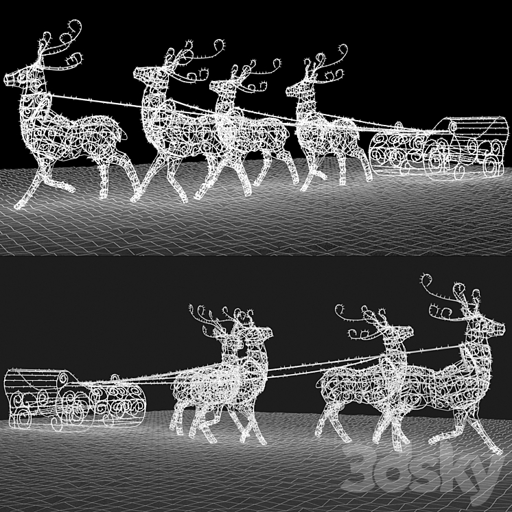 Garland with reindeer from garlands 3DS Max Model - thumbnail 2