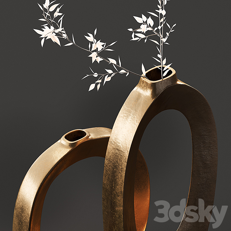 Elodie Brass Ring Vases 3D Model