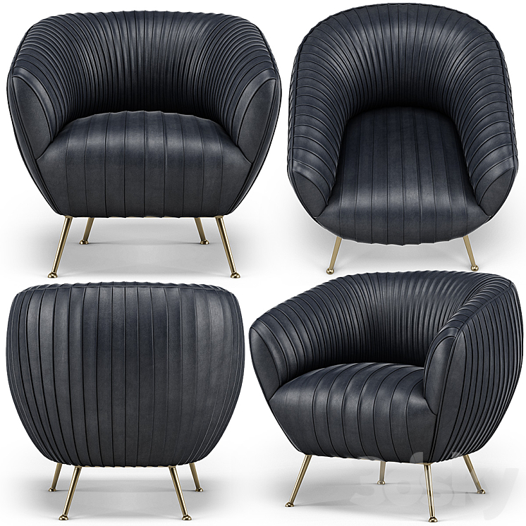 Stockton Lounge Chair Black 3DS Max - thumbnail 1