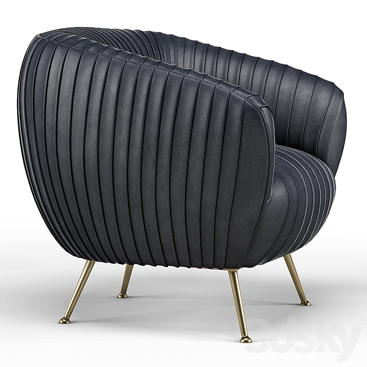 Stockton Lounge Chair Black 3DS Max - thumbnail 2