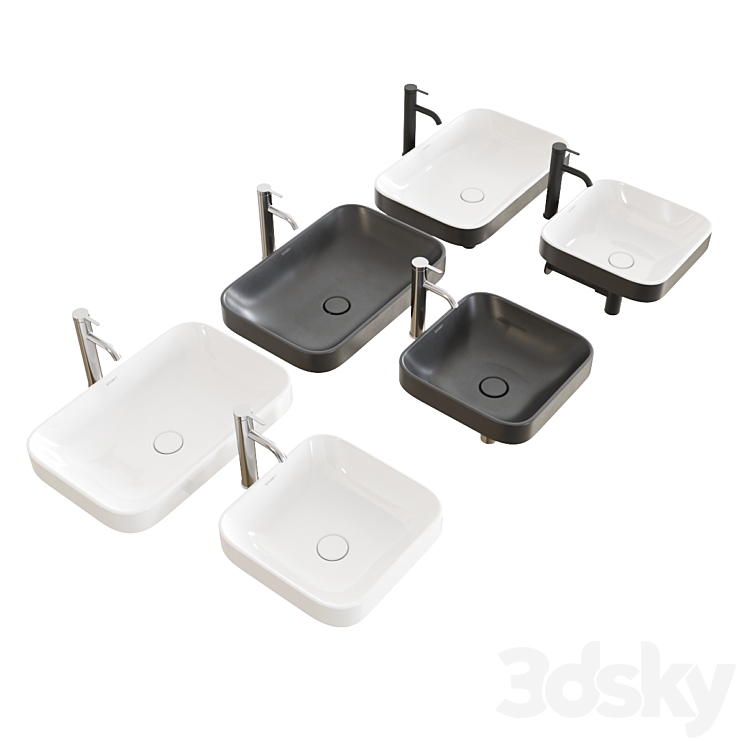 Duravit HAPPY D.2 PLUS Rectangular Washbasin Set2 3D Model