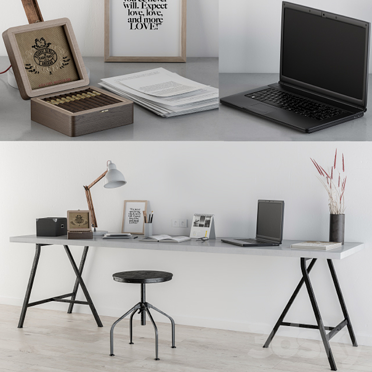 Home Office-WorkPlace 3DS Max - thumbnail 1