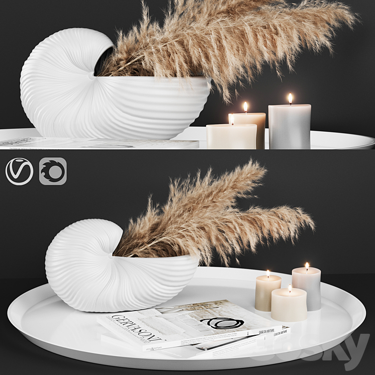 A decoratively artificial Pampas flower 02 3DS Max - thumbnail 1