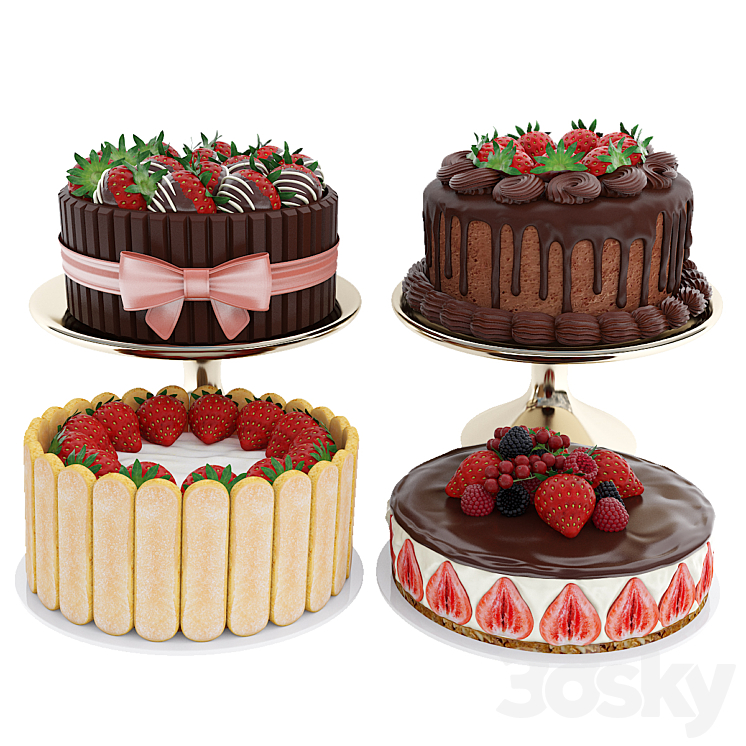 Strawberry cake collection 3DS Max - thumbnail 1
