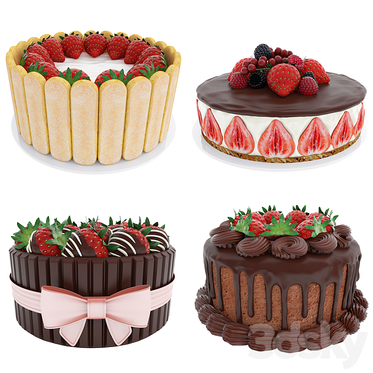 Strawberry cake collection 3DS Max - thumbnail 2