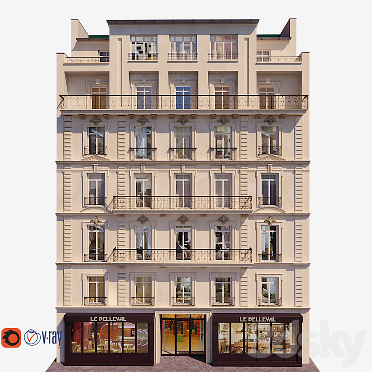 Facade for background 7 3DS Max - thumbnail 1
