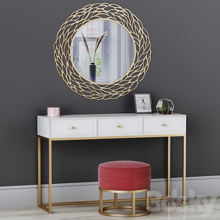 CAZARINA interiors | Dressing table with mirror and ottoman 3DS Max - thumbnail 2