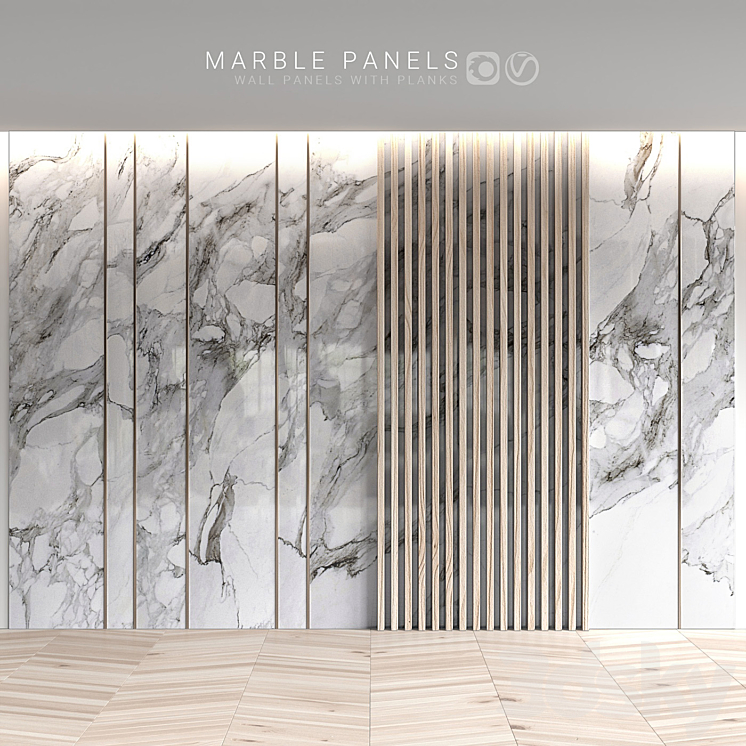 Marble panels with planks 3DS Max - thumbnail 1