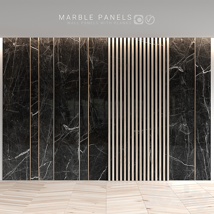 Marble panels with planks 3DS Max - thumbnail 2