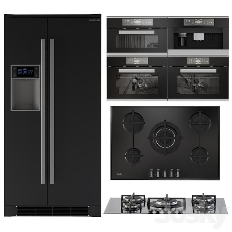 Kitchen Appliance Kit Black 3DS Max - thumbnail 1