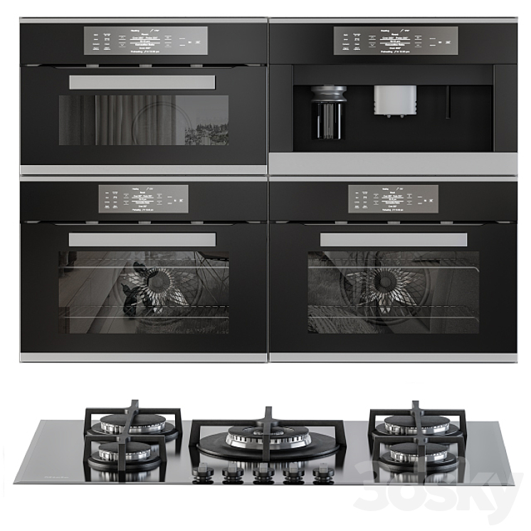 Kitchen Appliance Kit Black 3DS Max - thumbnail 2