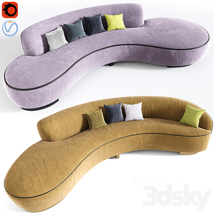 Vladimir Kagan Curve Sofa Set 3DS Max - thumbnail 2