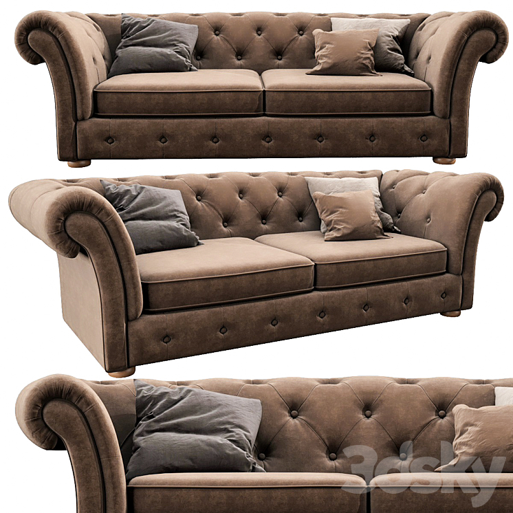 Cranbrook chesterfield 3 seater 3DS Max - thumbnail 1