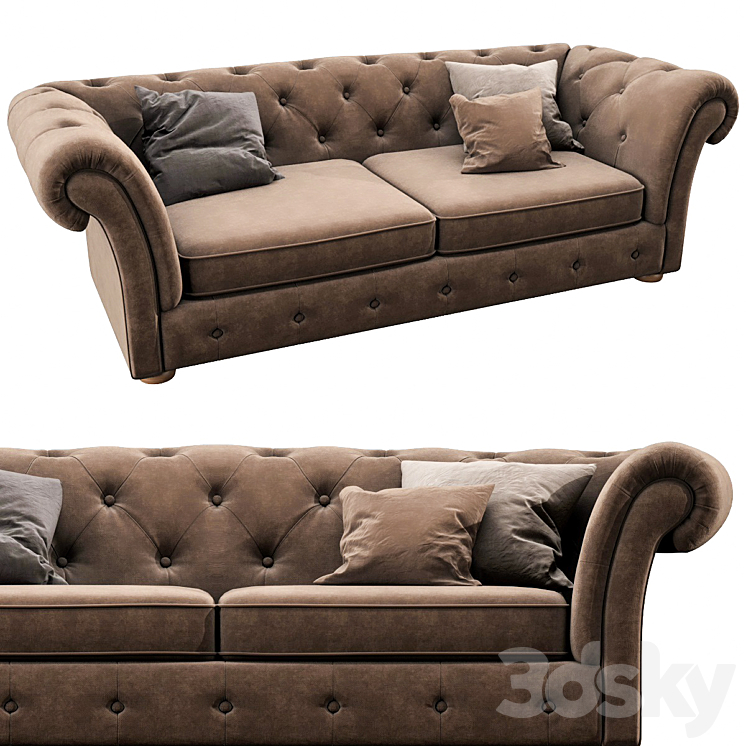 Cranbrook chesterfield 3 seater 3DS Max - thumbnail 2