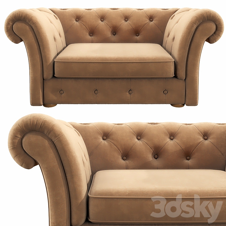 Cranbrook chesterfield loveseat 3DS Max - thumbnail 1