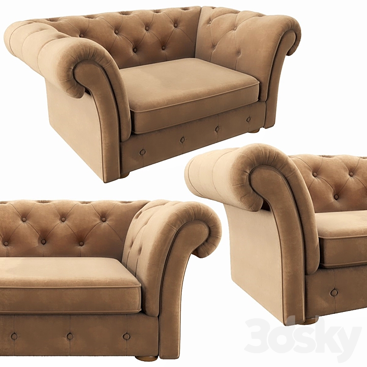 Cranbrook chesterfield loveseat 3DS Max - thumbnail 2