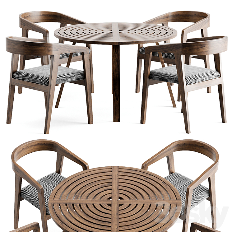 Wood table chair