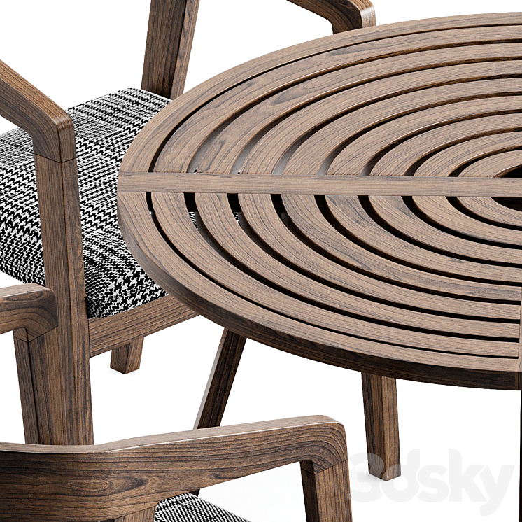 Wood table chair 3D Model