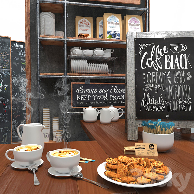 Set for creating slate surfaces with chalk images 3 3D Model