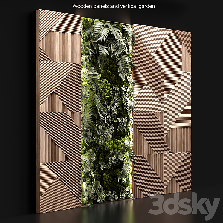 Wooden panels and vertical garden 2 3DS Max - thumbnail 1