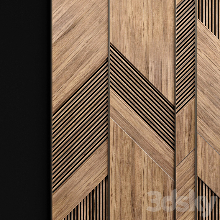 Wooden panels with planks 3D Model