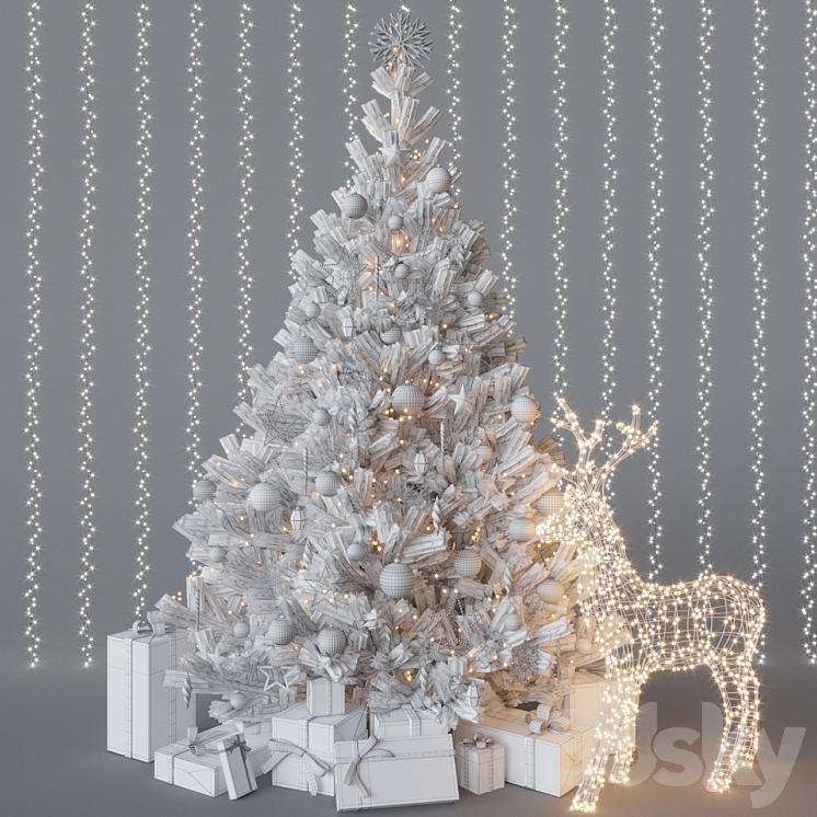 White christmas tree 3D Model