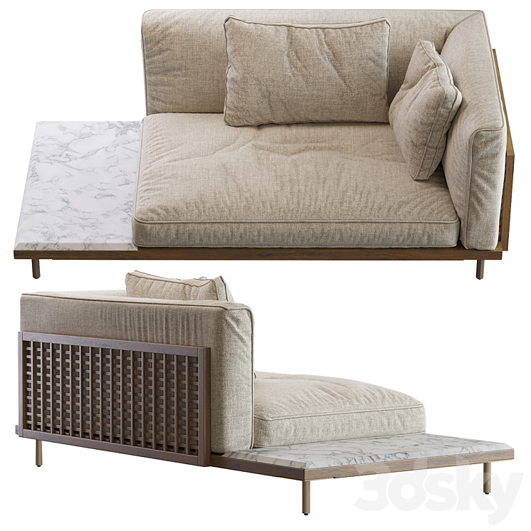 122 08R BELLE REEVE DAYBED WITH TABLE 3D Model