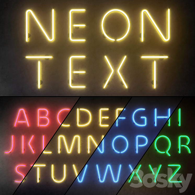 Light modules. Set 10. Neon Alphabet 3DS Max - thumbnail 1