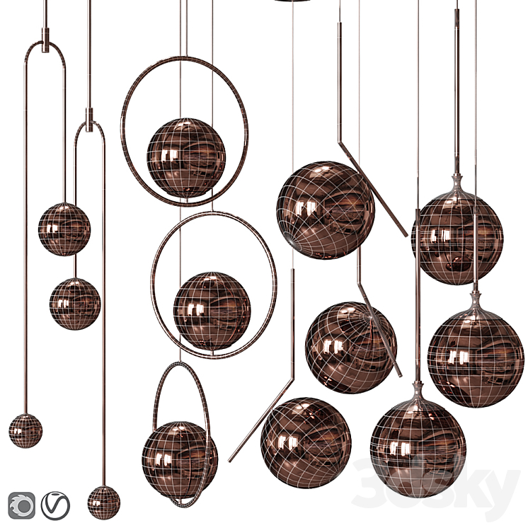 Four Pendant Lights scandinavian amazing set vol. 21 3D Model