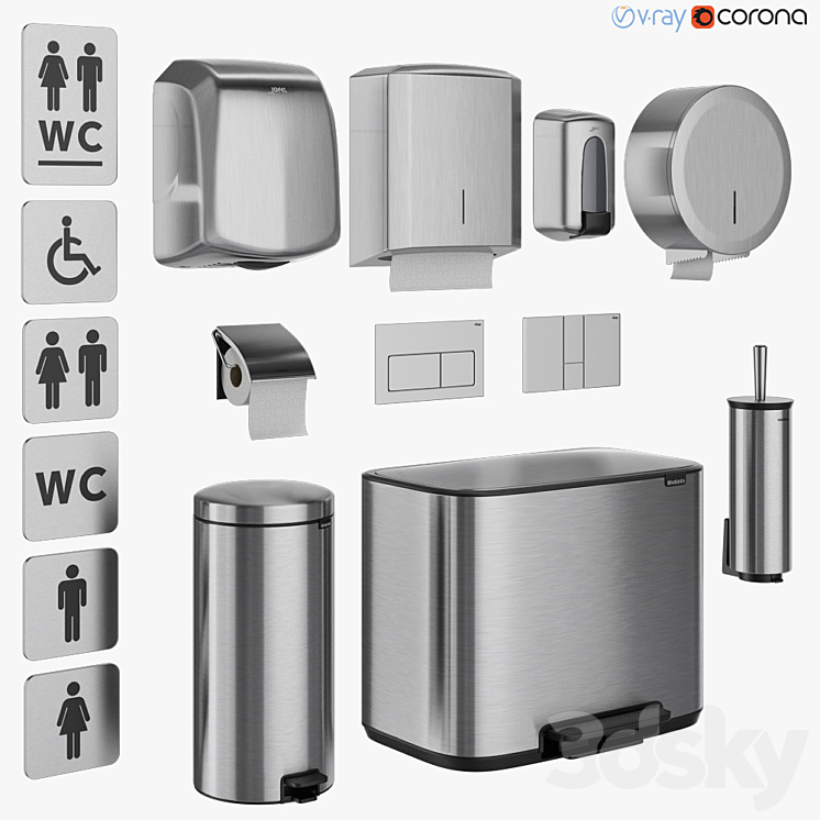 Bathroom accessories set 71 (Jofel Brabantia BXG Katrin Viega) 3DS Max - thumbnail 1