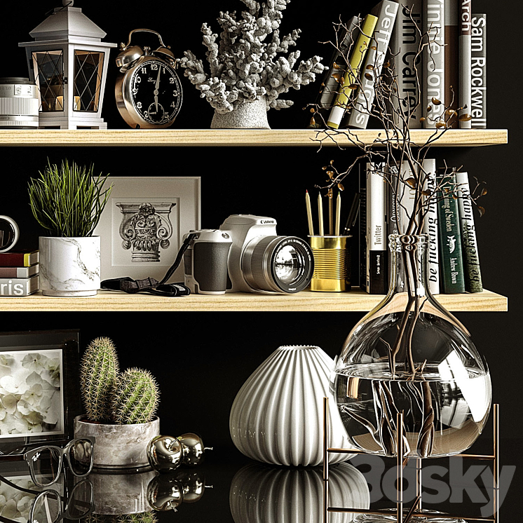 Decorative set shelves 2 3D Model
