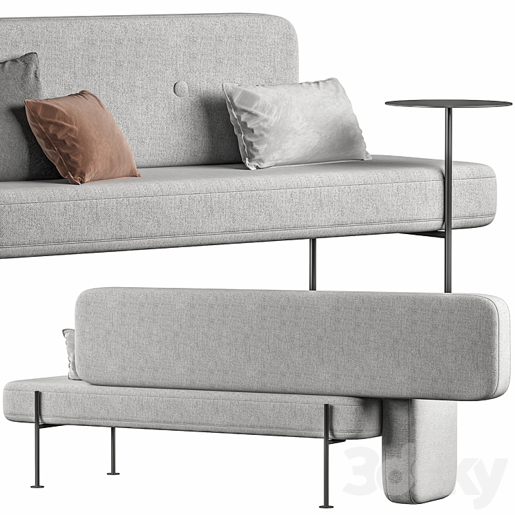 Pebble sofa gray 3D Model