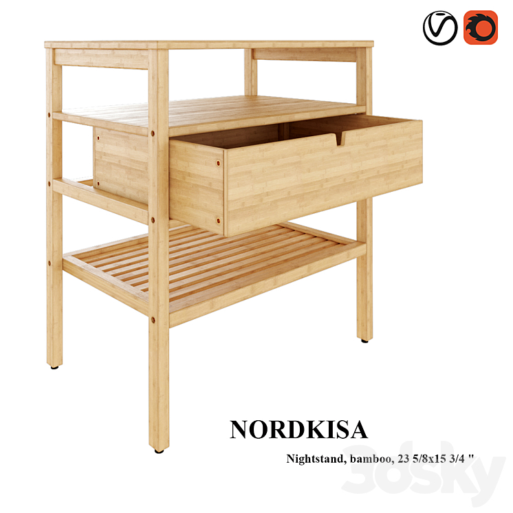 IKEA Nordkisa nightstand Sideboard & Chest of drawer 3D model