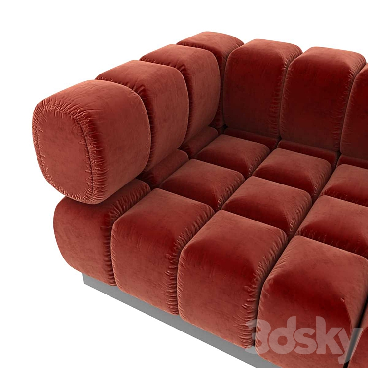 Todd Merrill custom original extended back sectional sofa in orange velvet 3D Model
