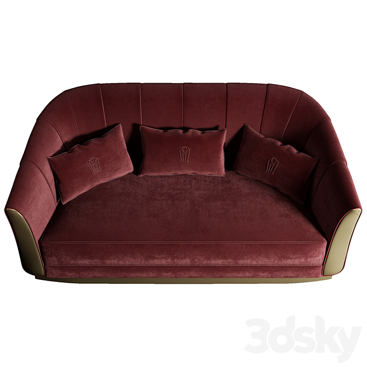 37-Minotti Collezione Giglio Sofa-Red Velvet 3D Model