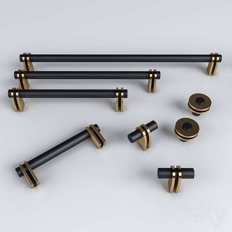 Knob House V12 Furniture Handle Set 3D Model