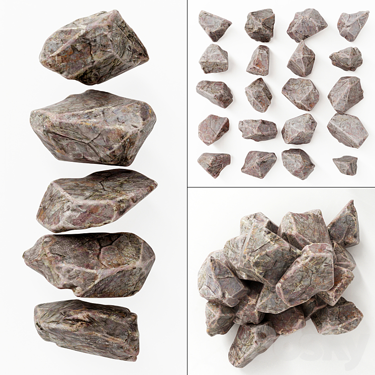 Rock splinter river stone 3D Model