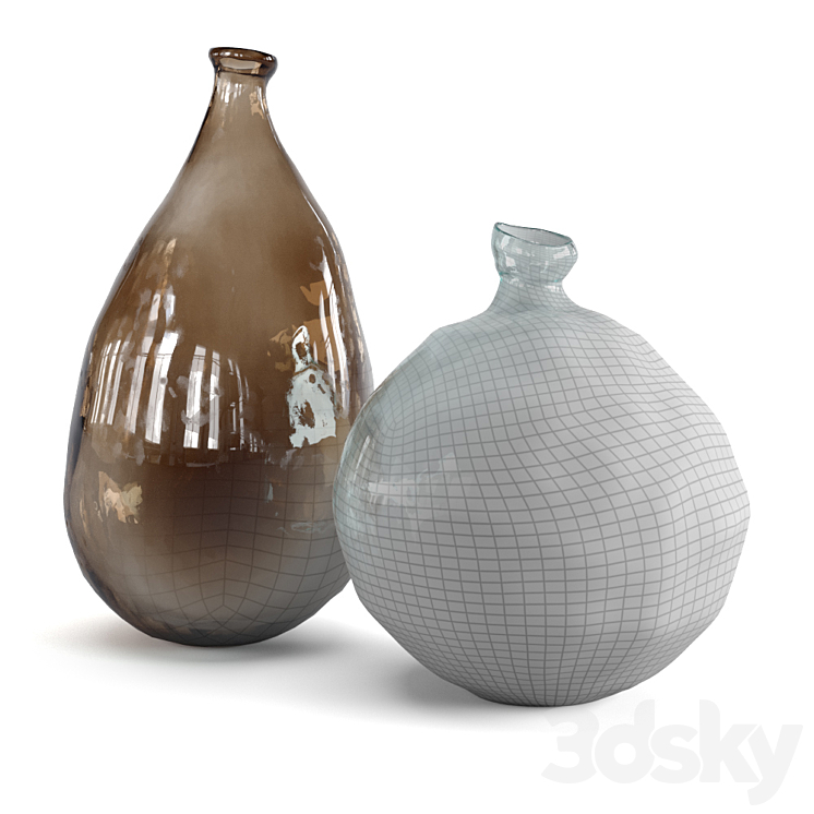 Zara home glass vases 3DS Max - thumbnail 2