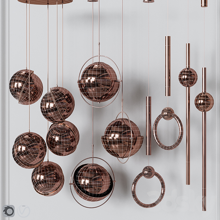 Four Pendant Lights amazing set vol. 22 3D Model