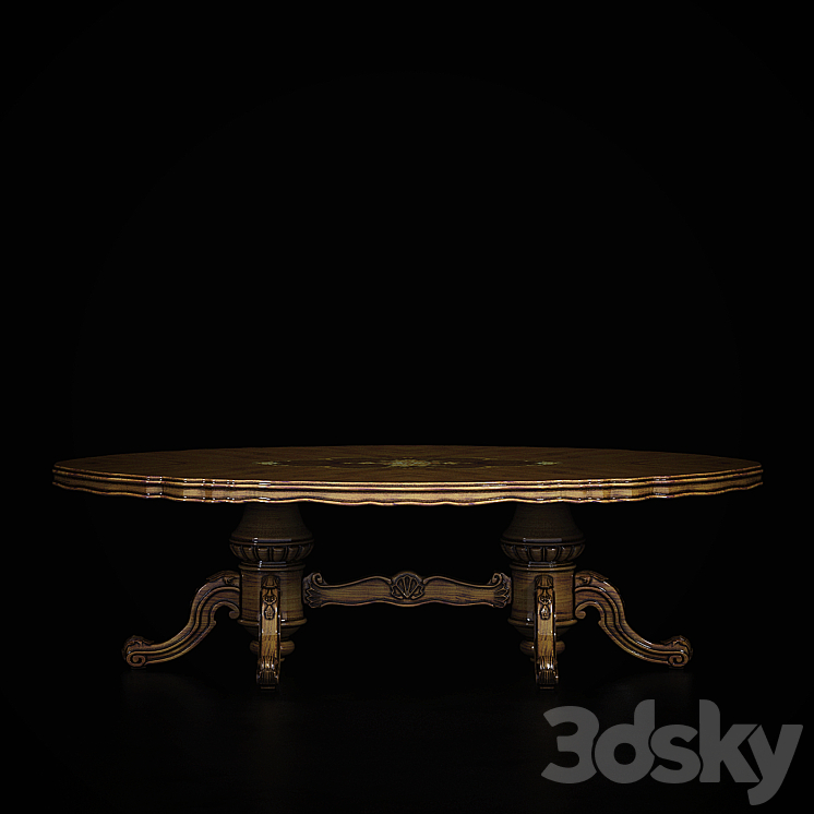 baroque table 3DS Max - thumbnail 2