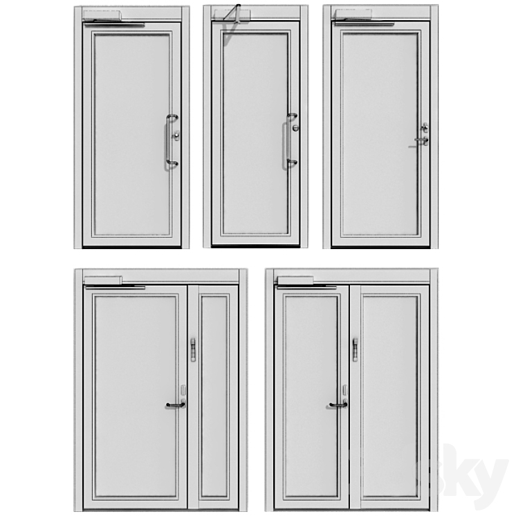Metal fire doors 3D Model