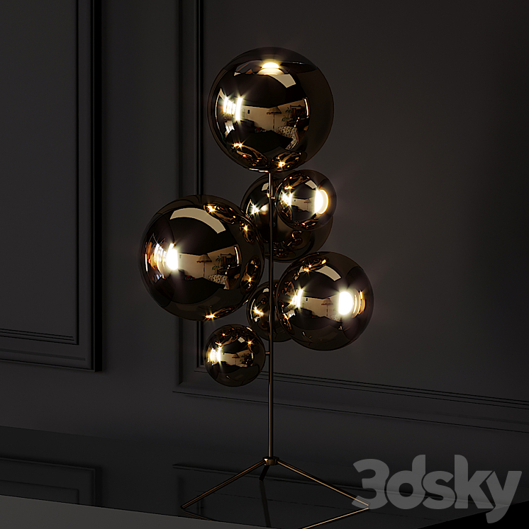 Mirror Ball Gold Stand Chandelier by Tom Dixon 3D Model Free