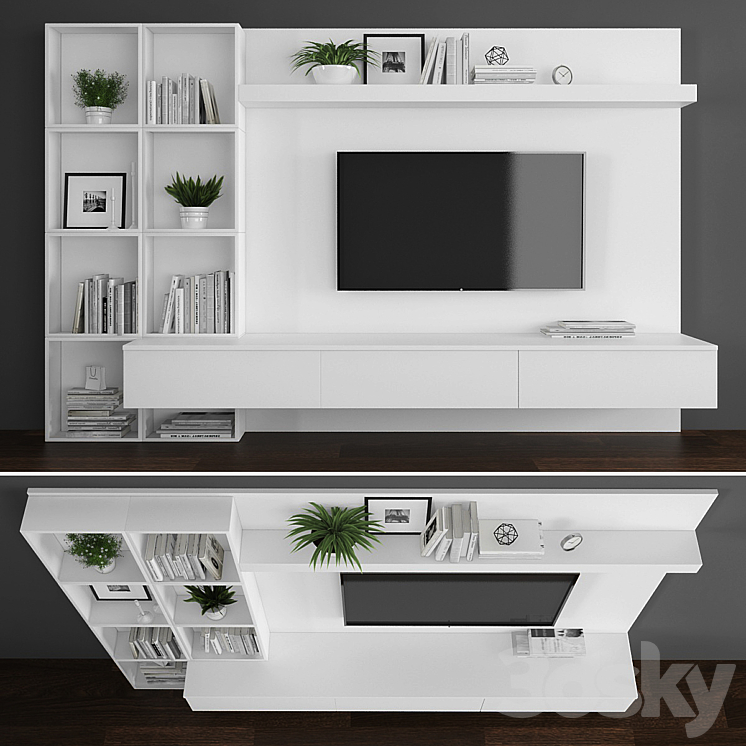 Tv stand set 084 3DS Max - thumbnail 1