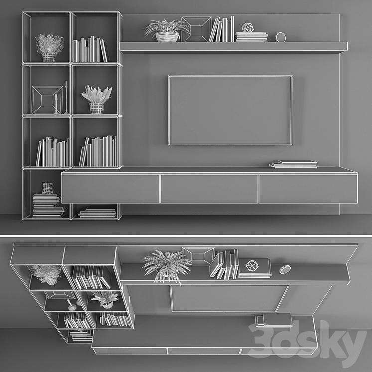 Tv stand set 084 3DS Max - thumbnail 2