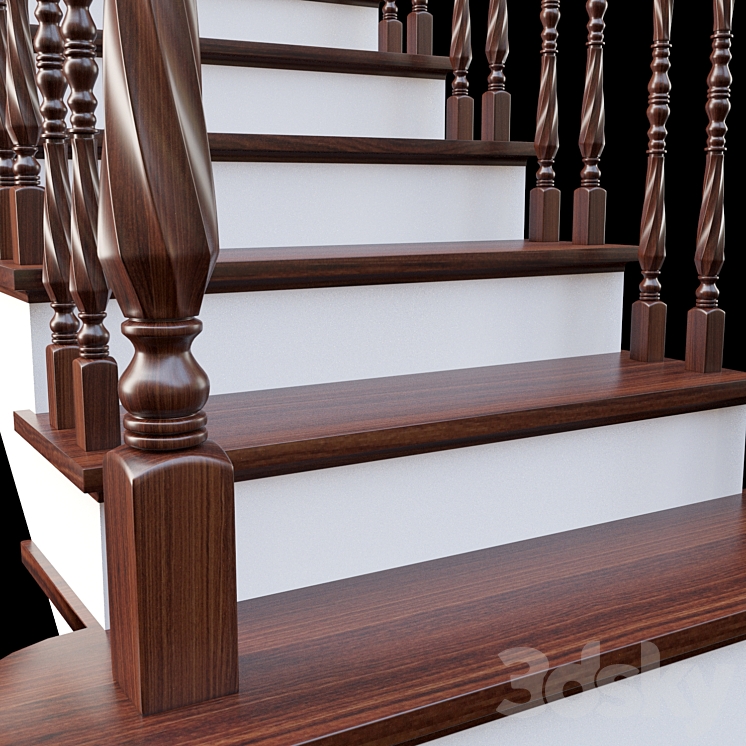 Classic staircase 3DS Max Model - thumbnail 2