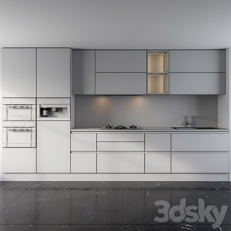 Kitchen white and wood 3DS Max - thumbnail 2
