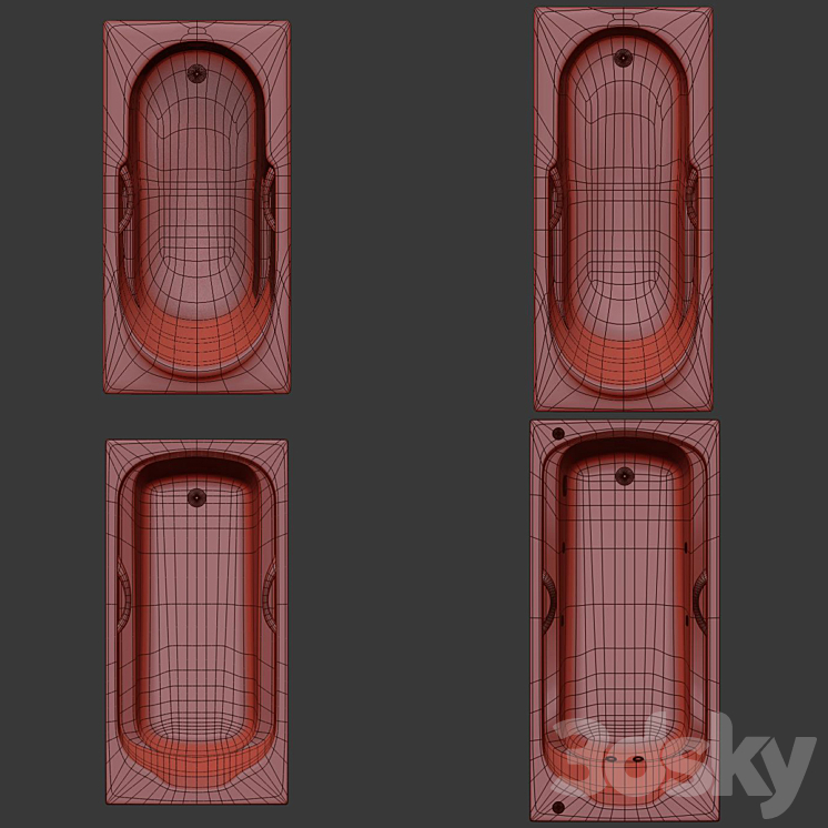 Toto Bathtub: Fby1530 Npnhp Fby1720 Np Pay1550 Php Payk1750 Zlrhpe 3D Model