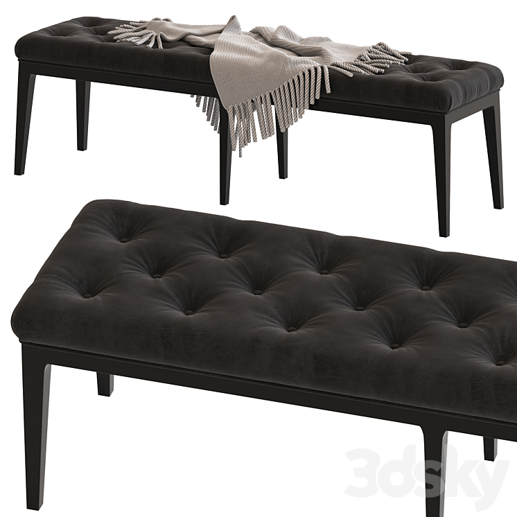 Coco Republic Piccadilly Tufted Bench 3DS Max - thumbnail 2